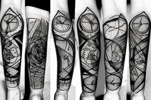 Hourglass in shattered glass pieces tattoo idea