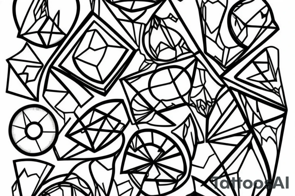Hourglass; single shattered glass pieces tattoo idea