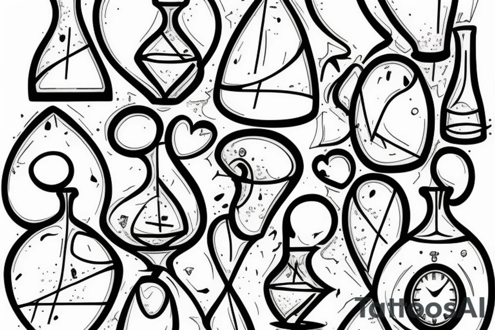 Hourglass; single shattered glass pieces tattoo idea