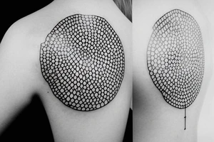 Hourglass; circle of dots; single shattered glass pieces tattoo idea