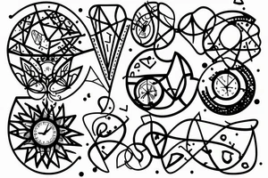 Hourglass; circle of dots; single shattered glass pieces tattoo idea