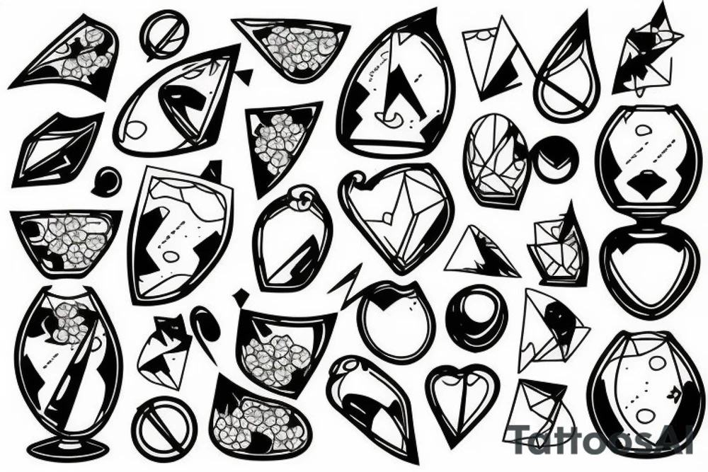 Hourglass; single shattered glass pieces tattoo idea