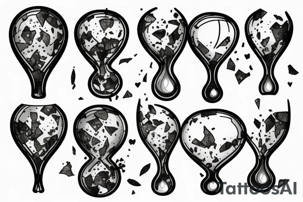 Hourglass; single shattered glass pieces tattoo idea