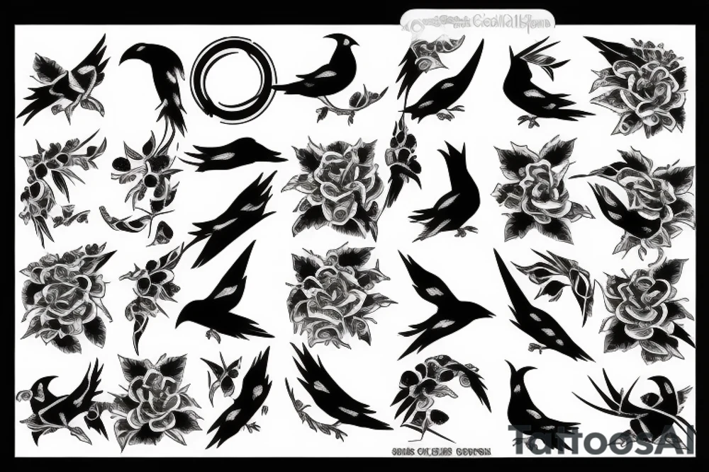 Circle of painted black; crows; tattoo idea