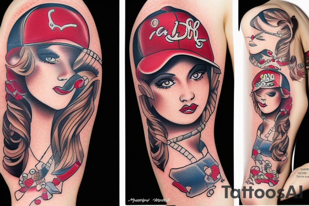 Baseball pinup girl New Mexico tattoo idea