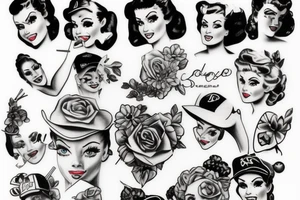 Pin up girl baseball blue eyes tattoo idea