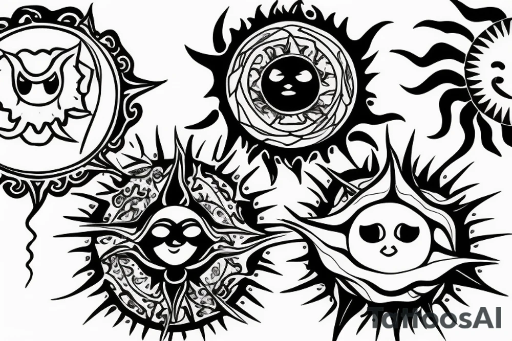 draw 2 suns that represent my 2 boys tattoo idea