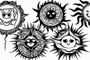 draw 2 suns that represent my 2 boys tattoo idea