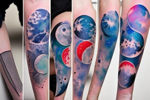 Moon phases in a Japanese watercoloured artstyle as an arm tattoo tattoo idea