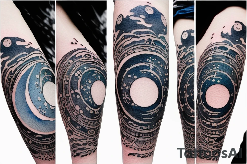 Moon phases in a Japanese watercoloured artstyle as an arm tattoo tattoo idea