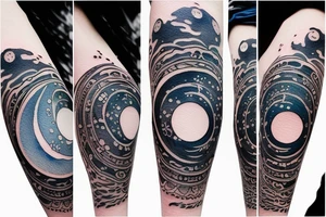 Moon phases in a Japanese watercoloured artstyle as an arm tattoo tattoo idea