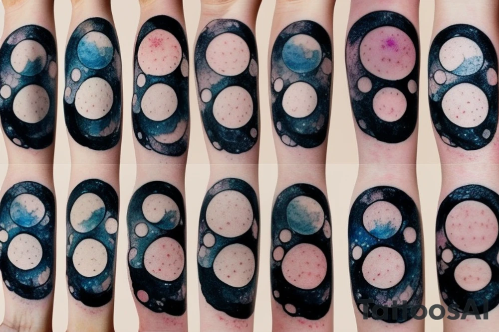 Moon phases in a Japanese watercoloured artstyle as an arm tattoo tattoo idea