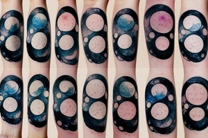 Moon phases in a Japanese watercoloured artstyle as an arm tattoo tattoo idea