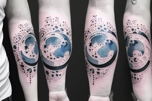 Moon phases in a Japanese watercoloured artstyle as an arm tattoo tattoo idea