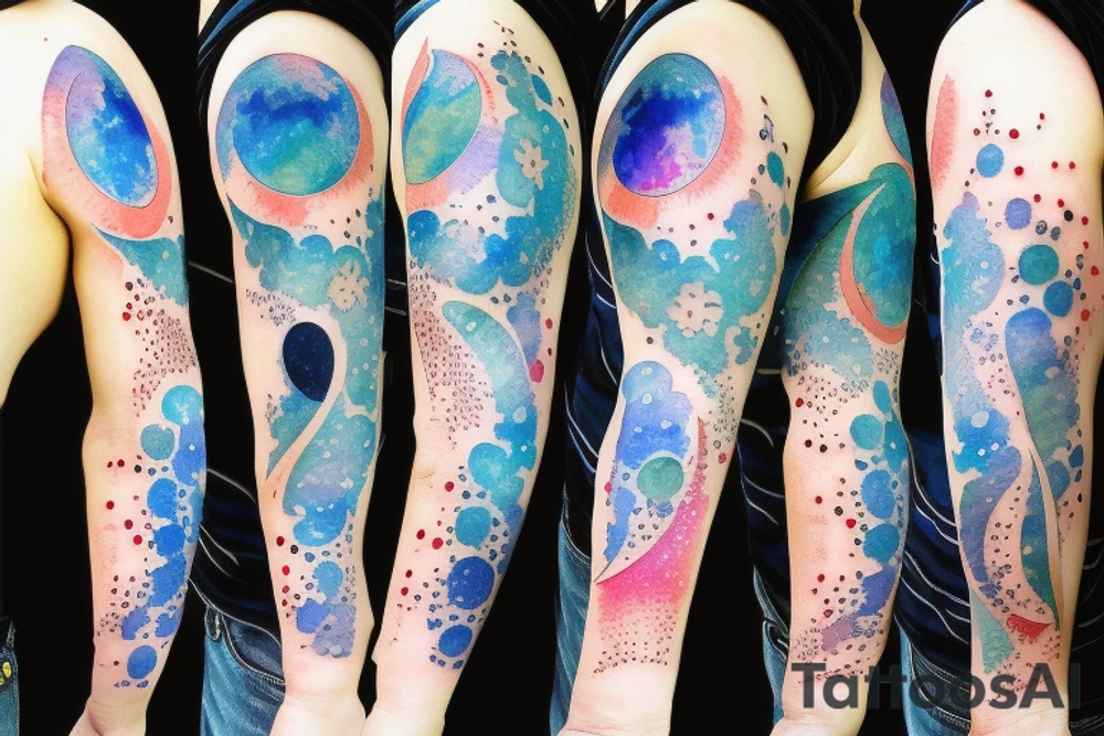 Moon phases in a Japanese watercoloured artstyle as an arm tattoo tattoo idea