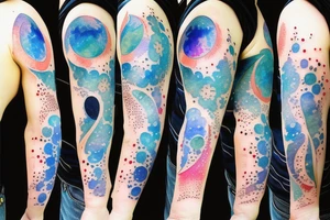 Moon phases in a Japanese watercoloured artstyle as an arm tattoo tattoo idea