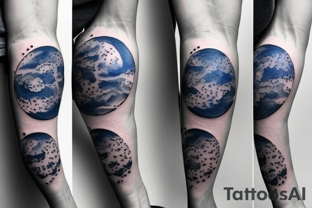 Moon phases in a Japanese watercoloured artstyle as an arm tattoo tattoo idea