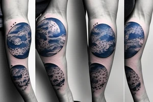Moon phases in a Japanese watercoloured artstyle as an arm tattoo tattoo idea