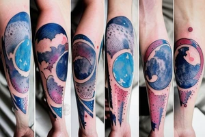 Moon phases in a Japanese watercoloured artstyle as an arm tattoo tattoo idea