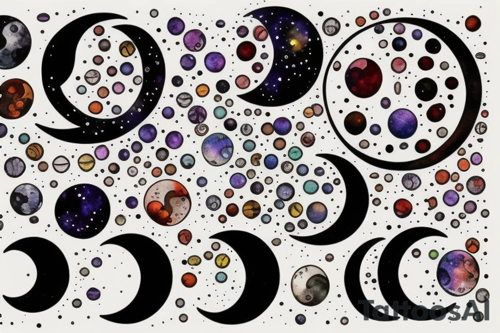 All the moon phases in a line tattoo idea