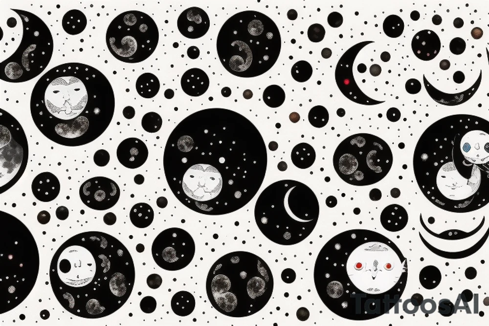All the moon phases in a line tattoo idea
