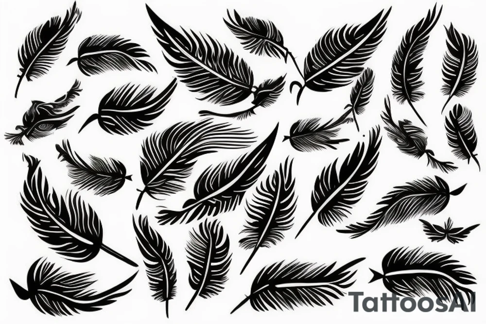 Feather with birds flying off tattoo idea