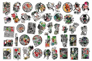 Circuit board Japanese Watercolour tattoo idea