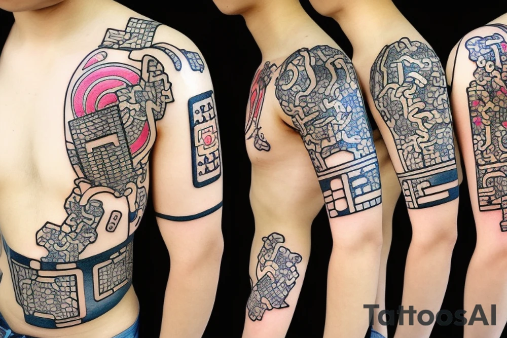 Circuit board Japanese geometric tattoo idea