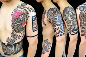Circuit board Japanese geometric tattoo idea