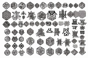 Circuit board Japanese geometric tattoo idea