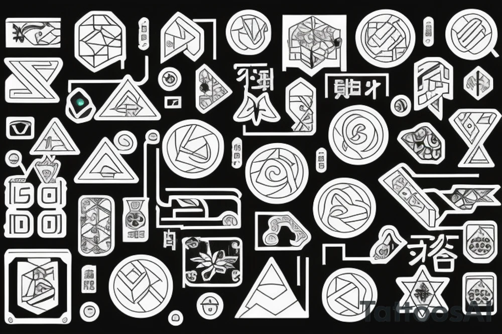 Circuit board Japanese geometric tattoo idea
