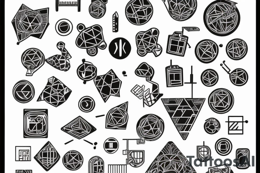 Circuit board Japanese geometric tattoo idea