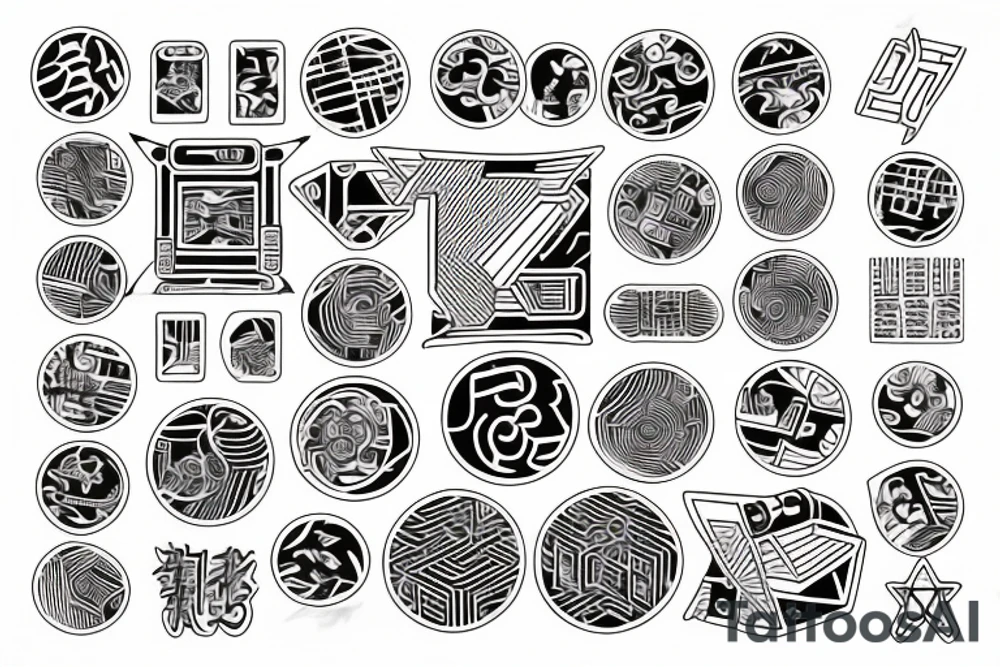 Circuit board Japanese geometric tattoo idea