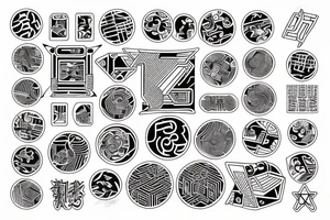 Circuit board Japanese geometric tattoo idea