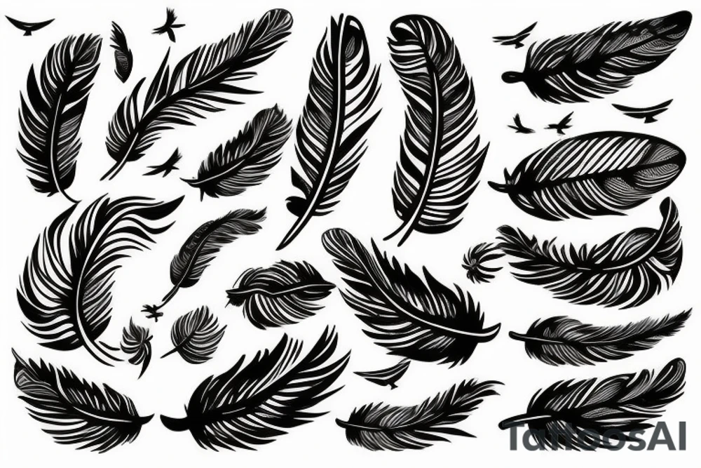 Feather with birds flying off it tattoo idea