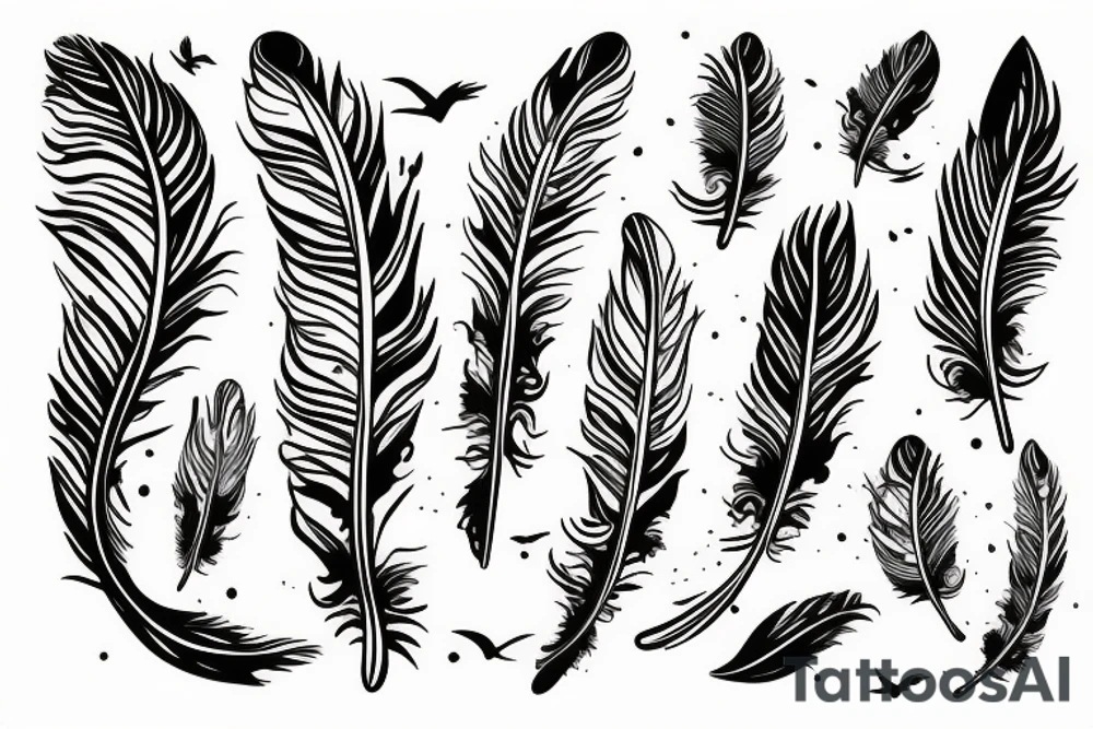 Feather with birds flying off it tattoo idea