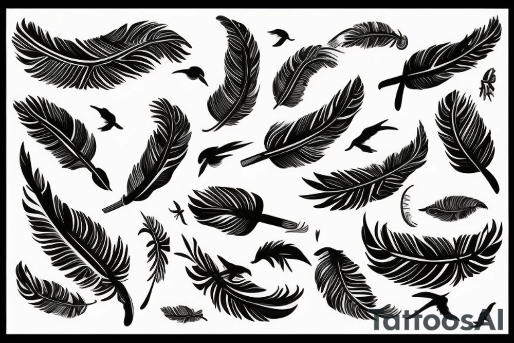 Feather with birds flying off it tattoo idea