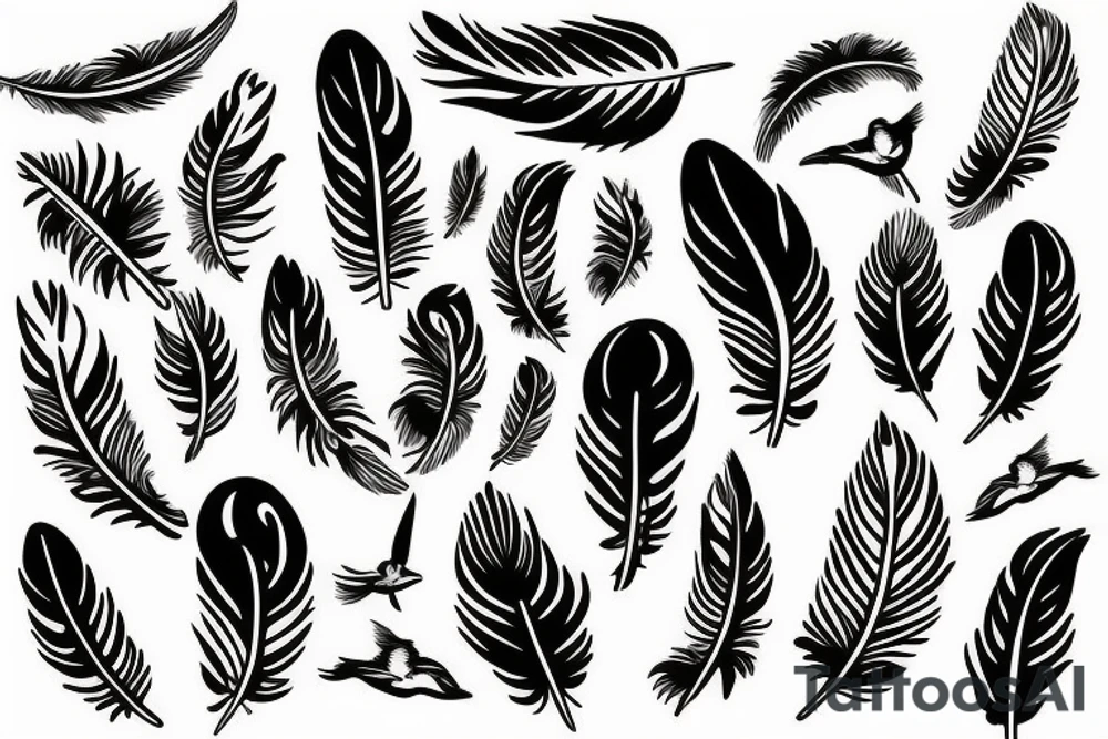 Feather with birds flying off it tattoo idea