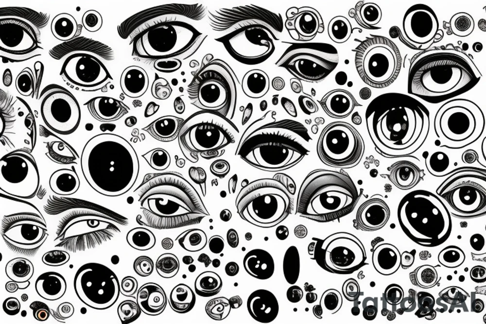 Eyes everywhere piled together tattoo idea