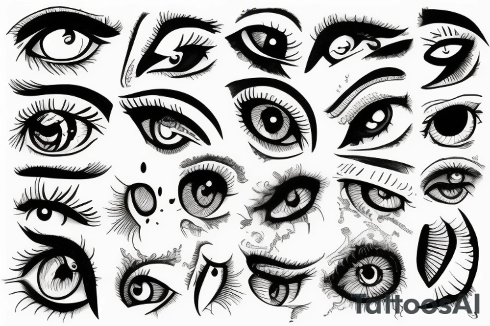 Eyes everywhere piled together tattoo idea