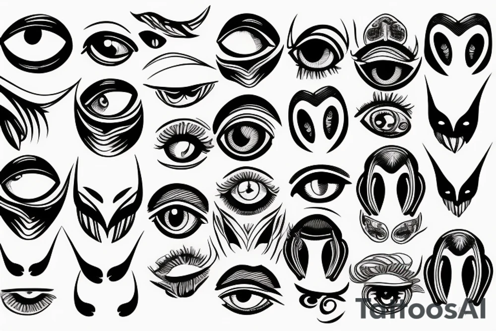 Eyes everywhere piled together like tattoo idea