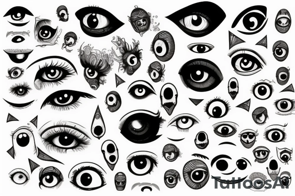 Eyes everywhere piled together tattoo idea