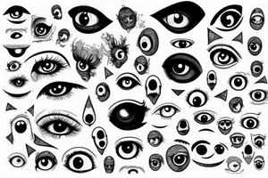 Eyes everywhere piled together tattoo idea