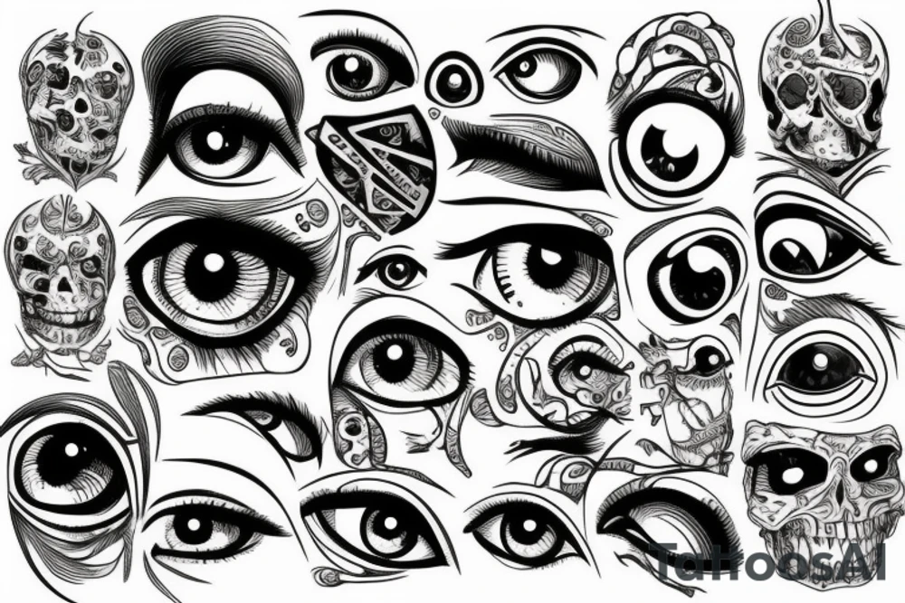 Eyes everywhere piled together tattoo idea