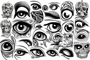 Eyes everywhere piled together tattoo idea