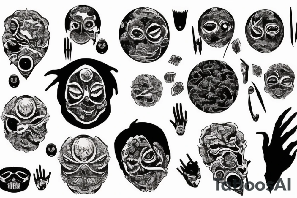 Eyes everywhere piled together, all connected as a backhand tattoo tattoo idea