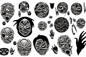 Eyes everywhere piled together, all connected as a backhand tattoo tattoo idea