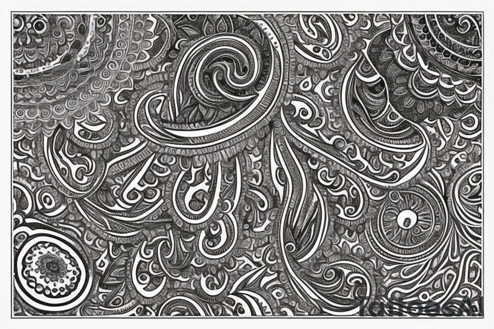 paisley sun, mandala, hyper focused, intricate, lots of details. tattoo idea