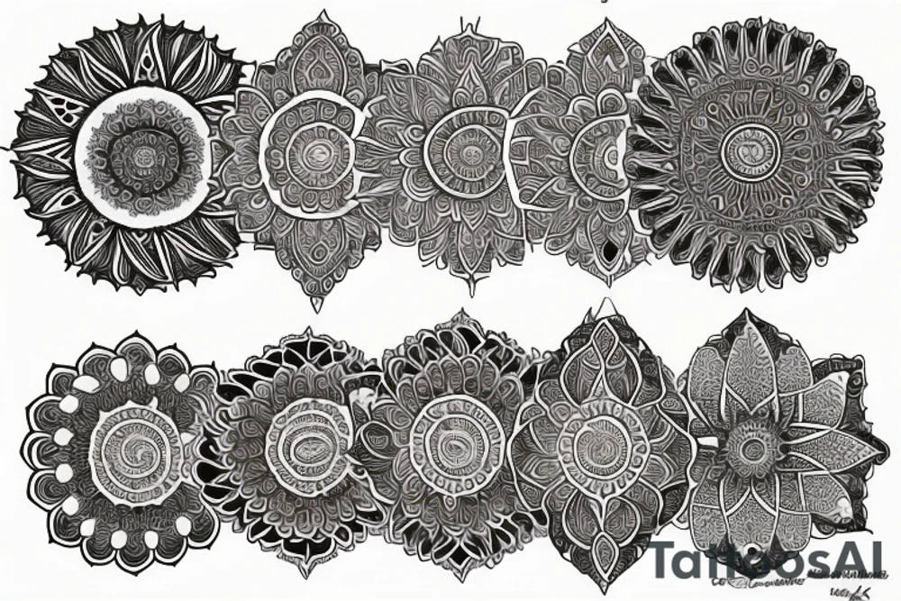 paisley sun, mandala, hyper focused, intricate, lots of details. tattoo idea