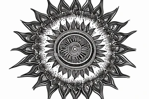 paisley sun, mandala, intricate tattoo idea